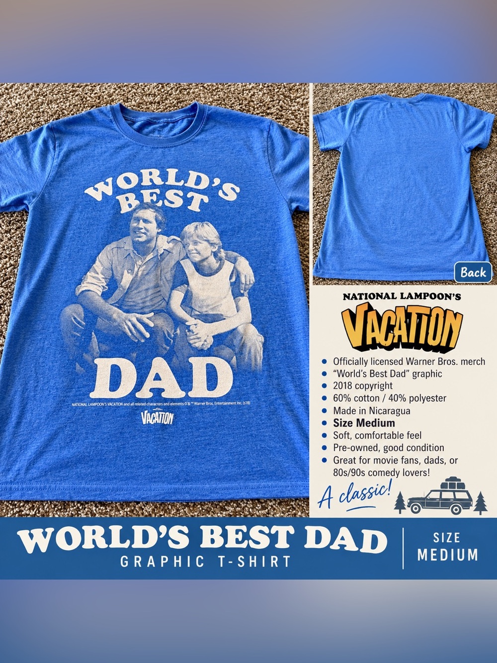 National Lampoon's Vacation "World's Best Dad" Graphic T-Shirt - Blue